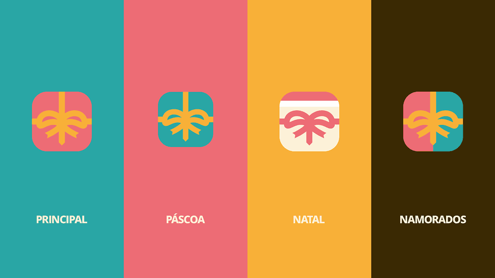 Seasonal icon variants for Easter, Christmas and Valentine's, beside the main one
