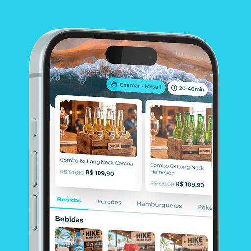 The Chillpass menu on a phone, at a beach club
