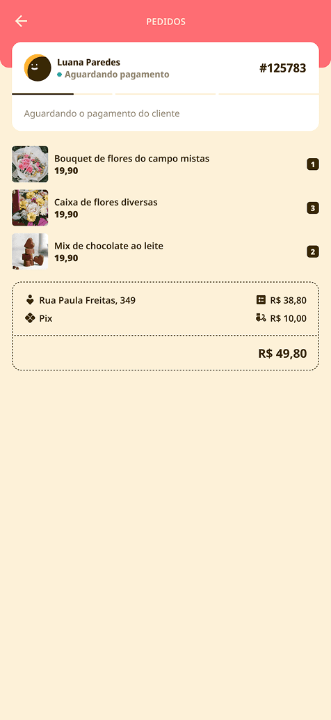One incoming order, waiting on the customer's payment